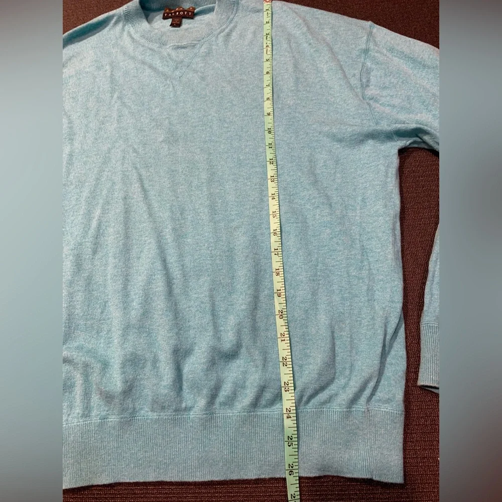 Robert Talbott Sweater Size‎ Large L Men Blue Cotton Cashmere Crew Hong Kong